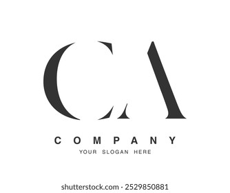 CA logo design. Initial letter c and a serif font style. Creative classic company name typography. Trendy logotype or identity. Vector illustration.