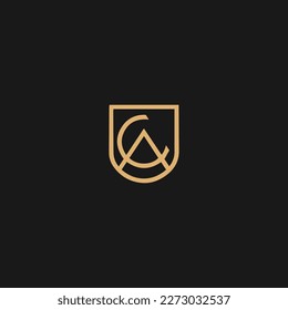 Diseño del logotipo de CA. Diseño de logotipo de CA para carta premium con concepto de escudo
