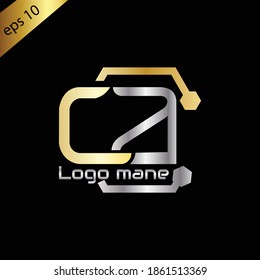 CA logo. CA Initials typography in silver and gold and black, perfect for technology logo