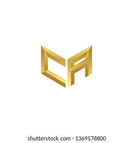 CA Logo letter initial 3d designs templete with gold colors