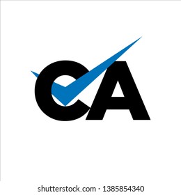 CA Logo Modern of Letter Tick Blue Initial Capital Designs Template