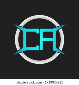 CA Logo monogram with circle and four taper shape design template