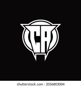 CA Logo monogram with circle rounded shape design template on black background