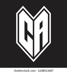 CA Logo monogram with emblem line style isolated on black background