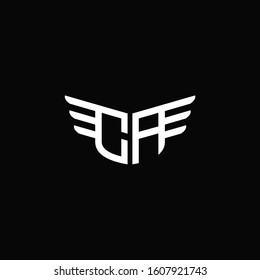 CA logo monogram emblem shape with wings style ribbon design template
