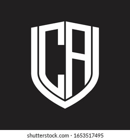 CA Logo monogram with emblem shield design isolated on black background