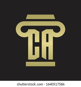 CA Logo monogram with pillar style design template with gold colors