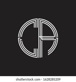 CA Logo monogram triple ribbon style line design template isolated on black background