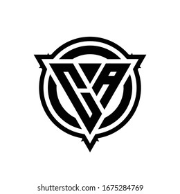 CA logo with triangle shape and circle with outline rounded design template isolated on white background