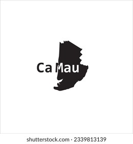Carte de Ca Mau et création de lettres noires sur fond blanc
