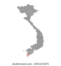 Carte de la province de Ca Mau, division administrative du Vietnam. Illustration vectorielle.