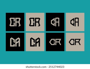 CA minimalist and classic logo set design. CA monogram polygonal and circle shape vector.