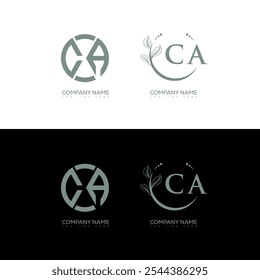 CA minimalist and classic logo set design. CA monogram circle shape vector. CA unique design.
