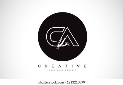 CA Modern Leter Logo Design with Black and White Monogram. Creative Letter Logo Brush Monogram Vector Design.