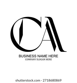 CA modern logo design, creative minimalist emblem, professional brand identity, unique company symbol, stylish vector graphic design