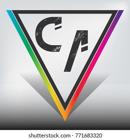 CA Multicolor Triangle LOGO with Dark Gray Highlight and Shadow