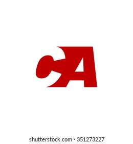 CA negative space letter logo red