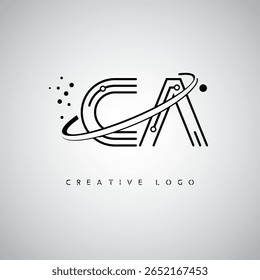 CA Orbit Monogram Logo - Futuristic Minimal Letter mark with Circular Line Art, Tech-Inspired Dots e Space Motion Concept for Modern Branding Identity