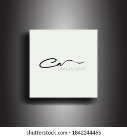 CA Signature style monogram.Calligraphic lettering icon and handwriting vector art.