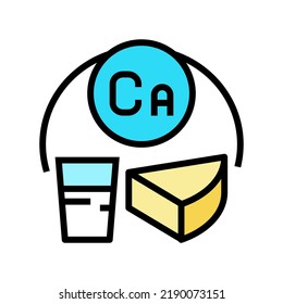 ca vitamin in dairy food color icon vector. ca vitamin in dairy food sign. isolated symbol illustration