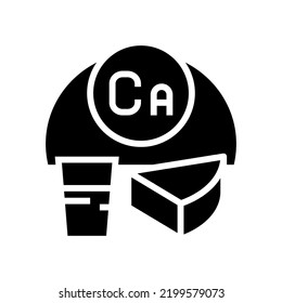 ca vitamin in dairy food glyph icon vector. ca vitamin in dairy food sign. isolated symbol illustration