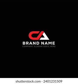 CA White Letter monogram Logo Design with Black Background. C V