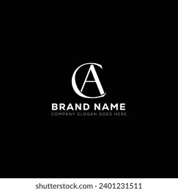 CA White Letter monogram Logo Design with Black Background. C V