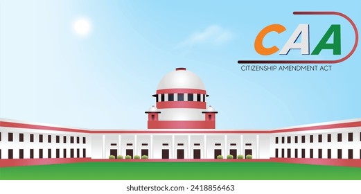 CAA Citizenship Amendment Act with Supreme court of India vector illustration