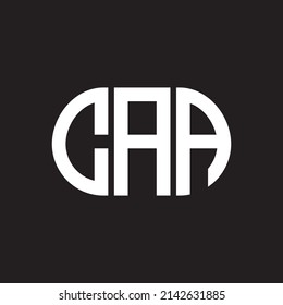Diseño del logo de la carta CAA sobre fondo negro. El concepto del logo de la carta con iniciales creativas de la CAA. Diseño de cartas CAA.
