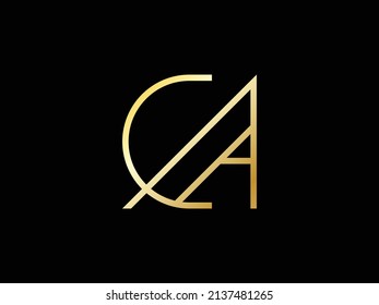 CA,AC ,C ,A Abstract letters Logo Design, Monogram luxury gold logo