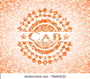 Cab abstract emblem, orange mosaic background