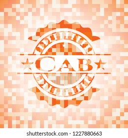 Cab abstract orange mosaic emblem with background