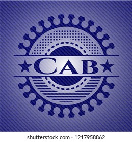 Cab badge with denim background