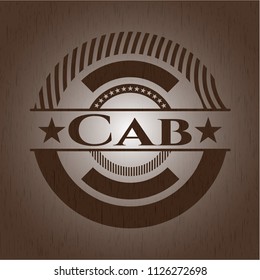 Cab badge with wood background