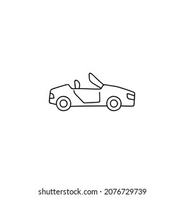 cab, cabrio, cabriolet icon in flat black line style, isolated on white 