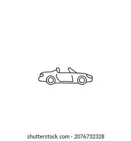 cab, cabrio, cabriolet icon in flat black line style, isolated on white 