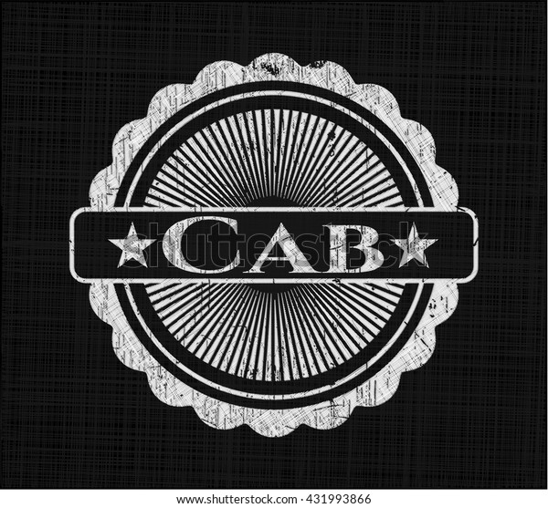 Cab chalk emblem, retro style, chalk or\
chalkboard texture