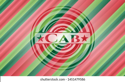 Cab christmas colors style badge. Vector Illustration. Detailed.