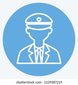 Cab-Treiber-Symbol auf trendigem, blauem Hintergrund einzeln