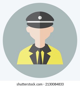 Icono de controlador de taxi de estilo plano a la moda aislado en un fondo azul suave