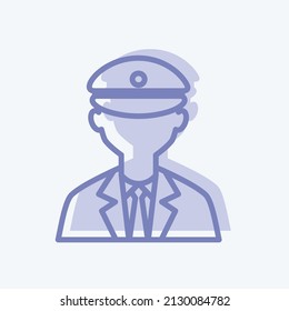 Cab driver Icon in trendy two tone style isolated on soft blue background
