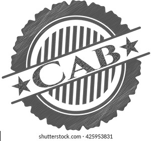 Cab emblem drawn in pencil