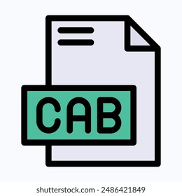 CAB File Format Vector Icon, Lineal Color Isolated Vector Icon.