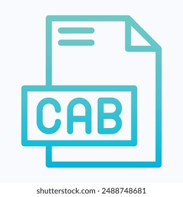 CAB File Format Vector Icon, Isolated Lineal Gradient Vector Icon.
