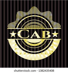 Cab golden emblem or badge. Vector Illustration. Detailed.