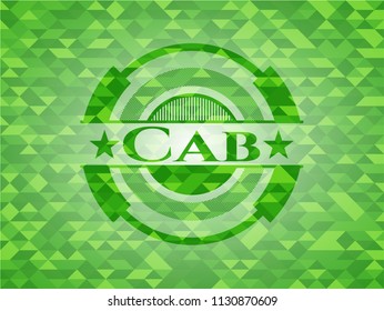 Cab green emblem. Mosaic background
