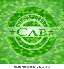 Cab green emblem. Mosaic background