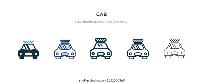 cab icon in different style vector illustration. two colored and black cab vector icons designed in filled, outline, line and stroke style can be used for web, mobile, ui