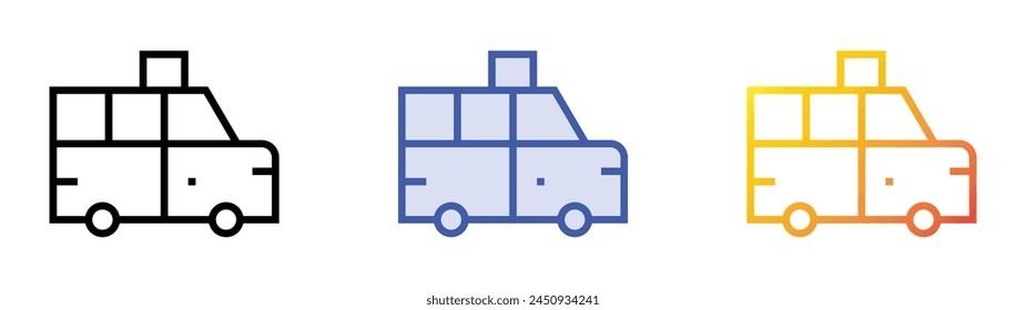 cab icon. Linear, Blue Fill and Gradient Style Design Isolated On White Background