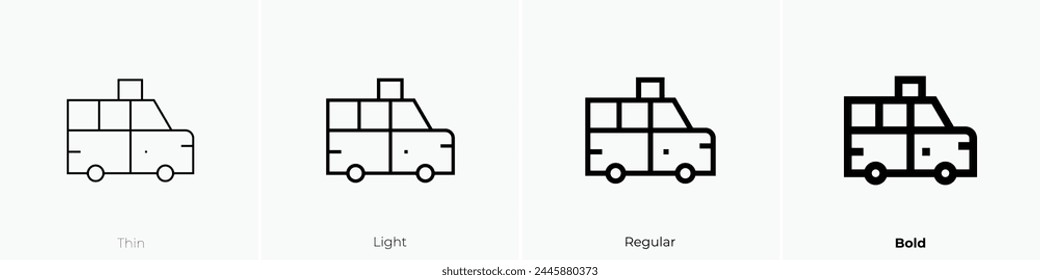 cab icon. Thin, Light Regular And Bold style design isolated on white background
